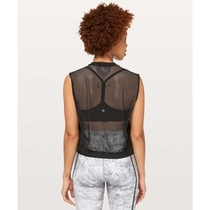 Lululemon Lab Geo Tank Sz 4 Mesh Black Cropped Italian Cotton Jersey